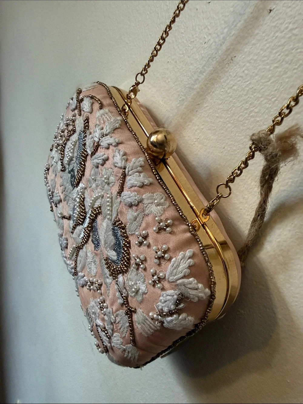 Embellished Pink Floral Evening Clutch